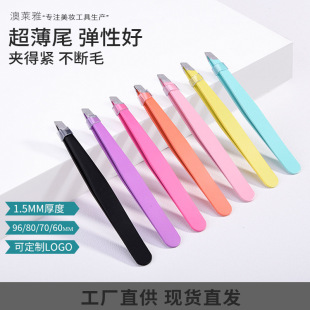 Spot 1.5 thick stainless steel plucking oblique eyebrow clip eyebrow tweezers beauty tools 96mm color eyebrow clip