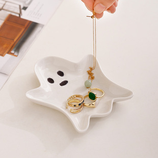 Ghost Creative ISN Tray Jewelry Storage Plate Cute Ceramic Jewelry Decorative Display Tray Ornaments Cross-border Hot