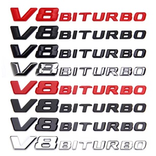 Подходит для Mercedes-Benz V8 BITURBO, боковая марка крыла, двойной турбонаддув, задний хвост, логотип, буквенный знак, автомобильная наклейка