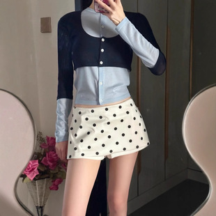 New Stacked Wearable All-match Slim-fit Stitching Design Mulberry Silk Wool Fake Two-piece Contrast Color Knitted Cardigan Women's 5106