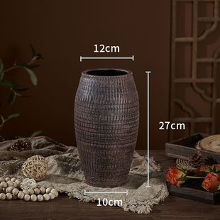 Zen Coarse Pottery Pot Vintage Vase New Chinese Dried Flower Fleshy Flower Pot Hydroponic Living Room Decoration Clearance Special Offer