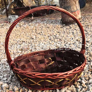 Willow picking fruit basket storage basket portable picnic basket oval brown gift basket