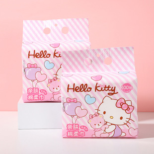 Sanrio оригинальное авторизованное съемное хлопковое мягкое полотенце, бытовое настенное 100 одноразовых полотенец для мытья лица, очищающее полотенце
