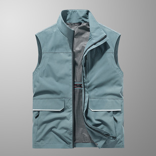 Quick-drying multi-pocket vest men's spring and autumn thin outdoor loose vest work vest vest men's group purchase printed logo