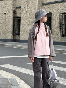 Sangluo Children's Wear Girls' Three-proof Charge Clothes 2024 Spring and Autumn New Sports Outdoor Two-sided Wearing Children's Hooded Jacket