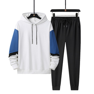 Spring and Autumn Sweatshirt Men's Youth Loose Sports suit Men's Hooded Casual Sports Jacket Two-piece Set for Junior and Senior High School Students