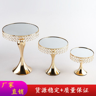 Hot European Wedding Props Iron Cake Rack Home Decoration Party Crystal Tray Metal Dessert Set