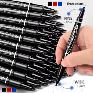 Small Double Head Gou Line Pen Waterproof Quick-drying Logistics Marker Oil Marker Pen Art Painting Black Marker Pen