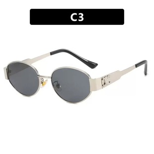 Vintage Old Money Style Metal Oval Sunglasses Women's Sunscreen High-grade Small Frame Hong Kong Style Concave Sunglasses
