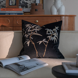 New Arrival Middle Style Light Luxury Embroidered Living Room Sofa Cushion Bamboo Chinese Style Vintage Pillow Famous Lodge Model Room Pillow
