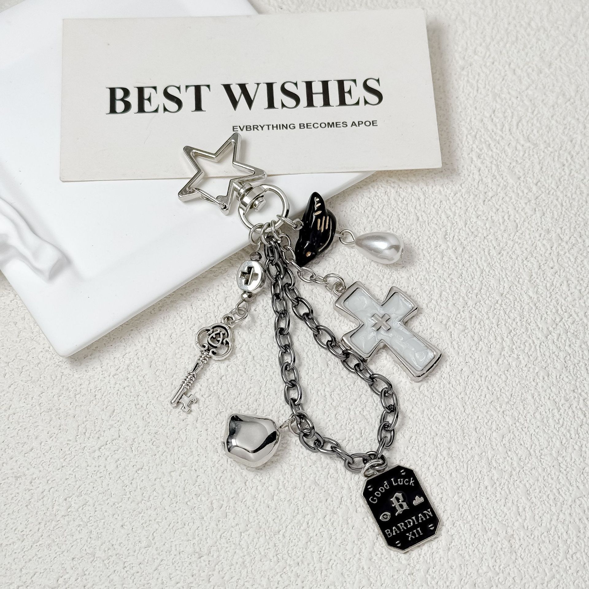 Original New Punk Cross Bag Pendant Black Bird Personalized Keychain Irregular Pendant Decoration