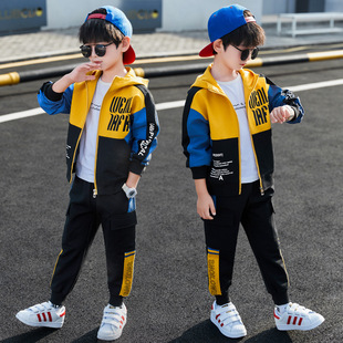 Boys' Autumn Suit 2023 New Boys' Spring and Autumn Sports Stylist Big Boy Handsome Two-Piece Korean Style Hair