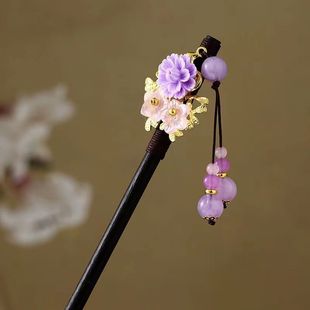 Ancient Sandalwood Hairpin New Chinese-style High-end Sense Wooden Hairpin Tassel Step-by-step Wooden Hairpin Hair Accessories Hanfu Disc Wooden Hairpin