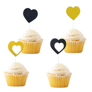 Glitter love baking paper cup birthday cake size card inserting cake plug-in dessert table decoration accessories