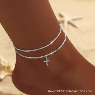 European and American Cross-border Hot Selling Women's High-grade Cold Wind Flash Gypsophila Foot Trendy Sparkling Foot Chain