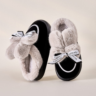 Women's cotton slippers with drooping feeling winter plush outer wear fleece-lined warm thick-soled cotton-padded shoes couple indoor plush home slippers