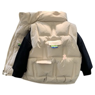 Children's Down Cotton Vest Boys Autumn and Winter Waistcoat 2024 New Trendy Men's Hasbro Winter Costume Thickened Vest for Outer Wear