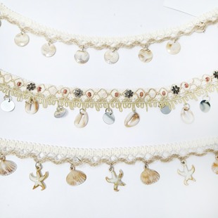 Hot sale wholesale fashion handmade shell pendant tassel lace barcode clothing accessories decorative accessories diy jewelry
