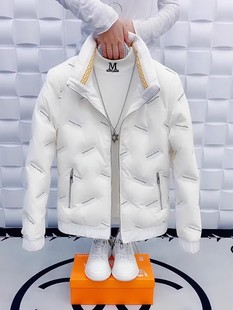 Winter Coat Men's Down Jacket with Vertical Collar Lightweight Short Warm Fashion Slim-fit Handsome Social Boy Down Men