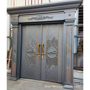 Villa Gate Zinc Alloy Rural Self-built House Class A Anti-theft Entry Door Carmen Double-opening Copper Door Carved Cast Aluminum Door