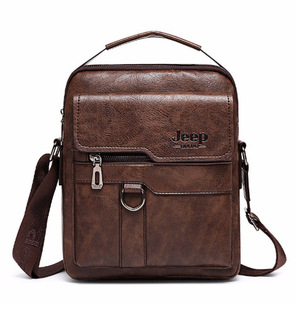 PU Men's Business Bag Without Logo Dark Brown Retro Crossbody Bag Large Capacity Men's Bag Shoulder Bag