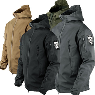 Cross-border ATM source stalker outdoor windbreaker soft shell assault suit men's shark skin fleece cycling suit windproof