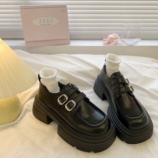 Small leather shoes women's thick-soled increased loafers 2024 autumn new Japanese jk vintage leather shoes all-match women's single-layer shoes