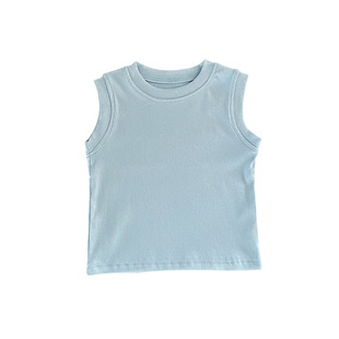 Korean Style Summer Boys' Thin Vest Baby Clothes Western Style Solid Color Cool Breathable Sleeveless Top for Baby Summer