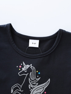 Girls' unicorn printed star mesh stitching party cotton summer sleeveless dress SH1709