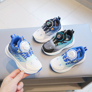 2024 Spring and Autumn Children's Rotating Button sneaker Boys Casual Shoes Girls Running Shoes Soft Sole Mesh Student Shoes