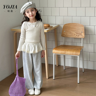 YOJIA girls T-shirt spring 2025 new style fake two children's clothing spring and autumn fashionable children's T-shirt top