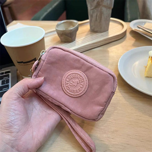 Korean Style Fabric Hand-held Coin Purse Women's Long Fashionable Three-layer Zipper Large Capacity Large Screen Mobile Phone Key Bag