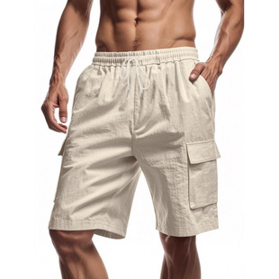 2025 Amazon cross-border multi-pocket overalls men's outdoor sports leisure loose solid color overalls short