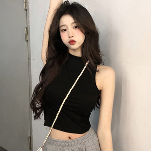 American Style Sleeveless Bottoming Vest Women's 2024 New Style Inner and Outer Wear Sling Short Summer Sports Hot Girl Top