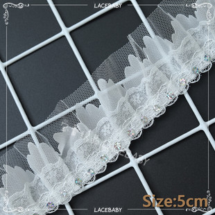 Ruffled Lace Accessories White Fungus Dog Teeth Organ Edge Lolita Double-Layer Crimped Lace Mesh Lace
