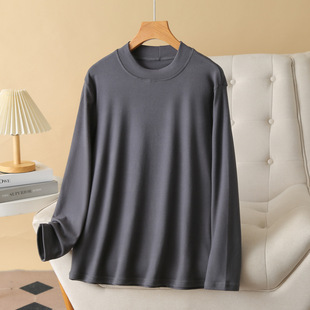 German cashmere shirt plus size women's long sleeve bottoming shirt 2024 autumn and winter fat sister slim coat stretch 200kg inside 6215