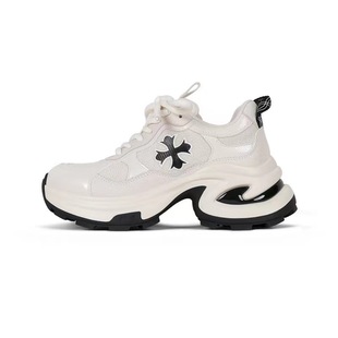 Cowhide Version ~ Fashionable Cruciferous Height 7cm Thick Bottom Casual Shoes Front Lace-up All-match Sporty Torre Shoes Women