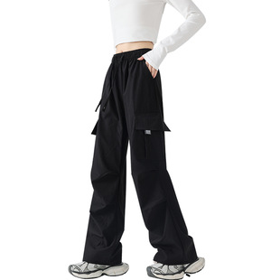 Parachute Crane Pants Women's Spring and Autumn 2024 New High Waist Wide Leg Small Casual Slim Grey Sports Pants for Women