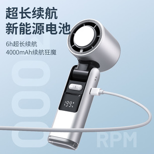 2025 New High Speed Refrigeration Handheld Fan 199 File Violence Ice USB Portable Folding Neck Hanging Small Fan