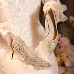 X770 Xiuhe High Heel Wedding High Sense Bridesmaid 2024 New Not Tired Feet Wedding Bride Wedding Shoes 32-43