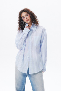 Muma 25 Spring New Double Lapel Plaid Shirt Loose Long Sleeve Shirt Couple Jacket for Men and Women