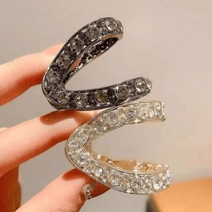 Korean-style Light Luxury V-shaped Rhinestone High Ponytail Fixing Artifact Back Head Grasp Clip Anti-collapse Clip Half-tie Hairpin Hair Accessories