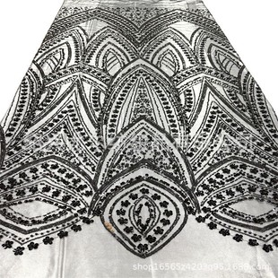 2025 New Big Flower Evening Dress Beaded Tube Embroidered Black Pieces Black Rice Beads Black Bubble Beads Embroidered Fabric