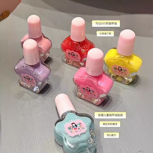Summer New Fingertip Memory Water-based Children's Nail Polish Non-baking Tearable Stickers Girly Summer Holiday Set