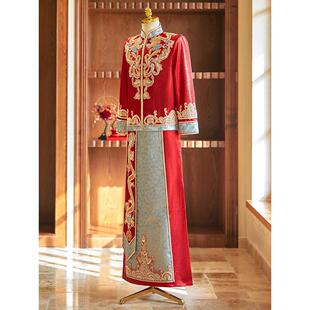 Xiuhe Dress Men's Groom 2024 New Men's plus size Red New Chinese Dress Heavy Industry Dress Xiu Kimono