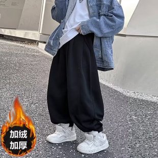 Boys' Pants Winter fleece-lined 2024 New Children's Anti-mosquito Pants Big Children's Sports Pants Spring and Autumn Boys Spring Fashion