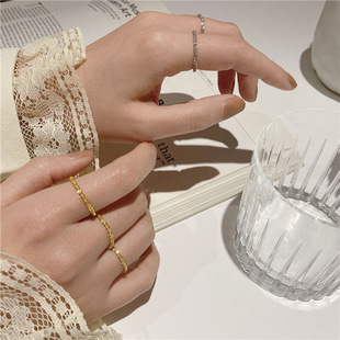 Sparkling Stars Single Ring Female Ring Korean Design Sense Closed Design Stacked Wear Super Shining Chain Ring