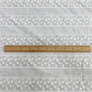 All Cotton Horizontal Strip Small Floral Embroidered Cotton This White Lace dress Shirt Full Embroidered Clothing Fabric