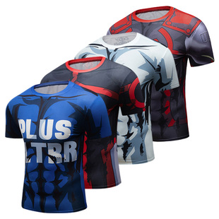 2021 New Style Training Breathable Sweat Absorbent Tight Top Men's Sports Running Short Sleeve Men's Fitness Compression T-shirt