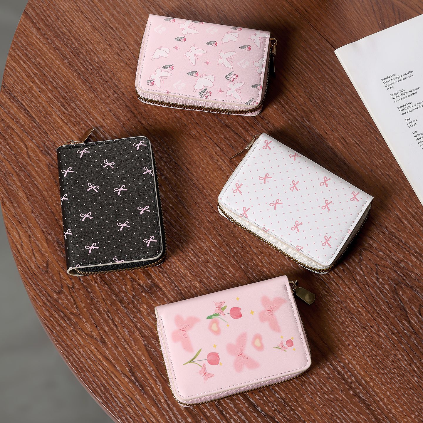 Popular Foreign Trade Item: Butterfly-Style Japanese and Korean Short Wallet, Fresh and Simple Design, Multi-Functional Coin Purse with Id Slot and Card Holder